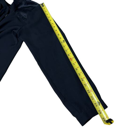 KUT FROM THE KLOTH WOMENS BLACK SHEER Blouse 3/4 Zip Cut Out Shoulder Design XL - Picture 13 of 14